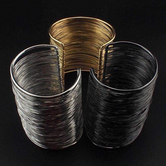 New MultiLayer Wire Cuff Bangle Bracelet in Gold - Picture 5 of 5